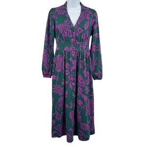 Boden Natalia Long Sleeve Jersey Midi Tea Dress Size US 2 Regular